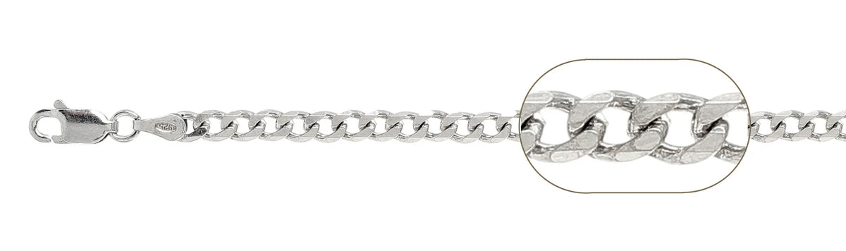 925 Sterling Silver Curb Chain Necklace – 4mm