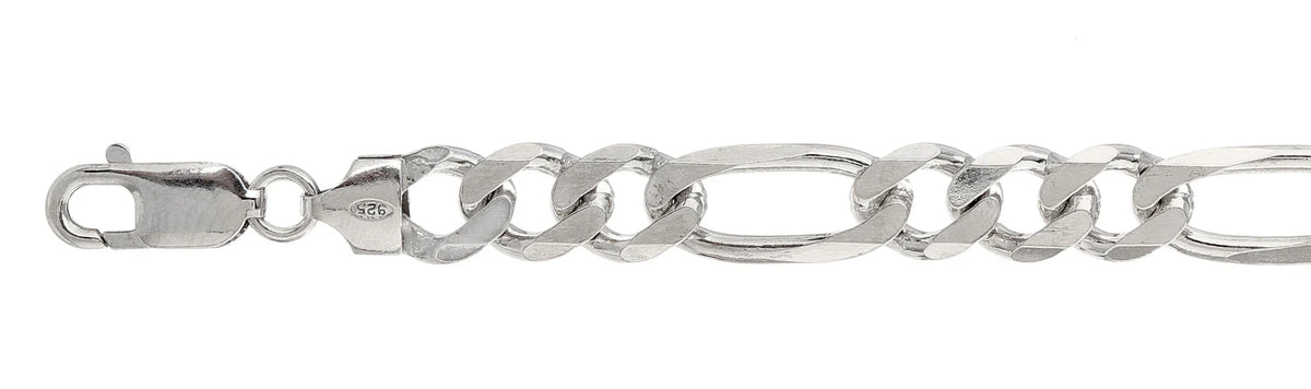 9mm 925 sterling silver Figaro chain necklace, 250 series

