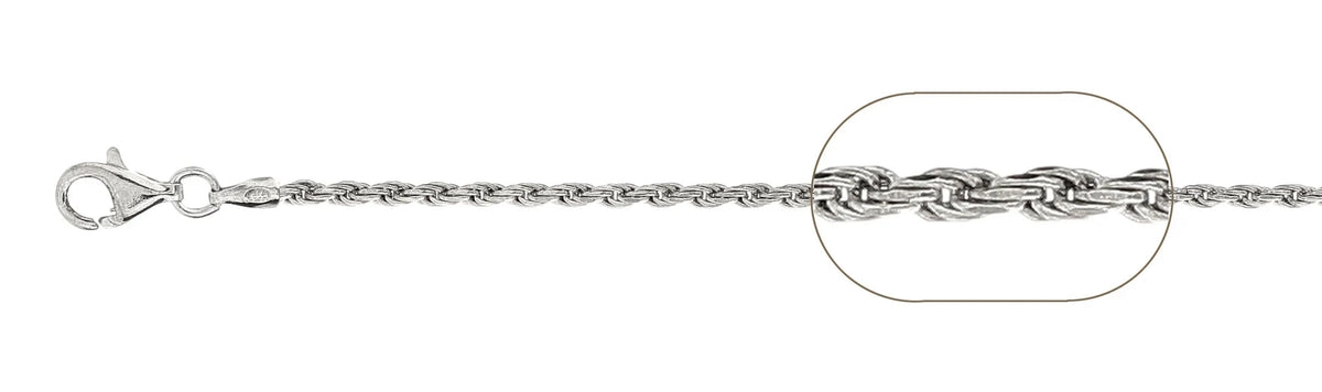 925 Sterling Silver Rope Chain Necklace – 2.5mm