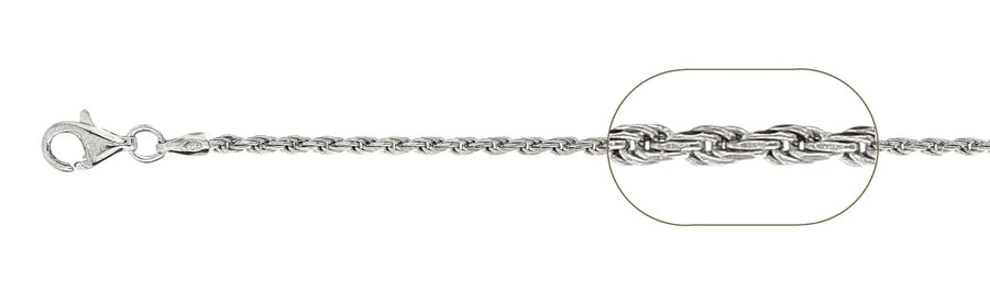 925 Sterling Silver Rope Chain Necklace – 2.5mm