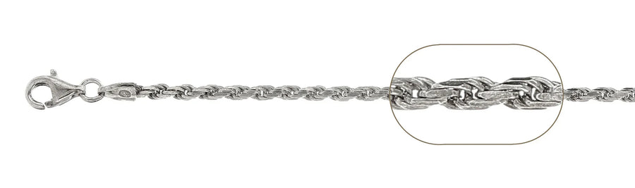 925 Sterling Silver Rope Chain Necklace – 2.8mm