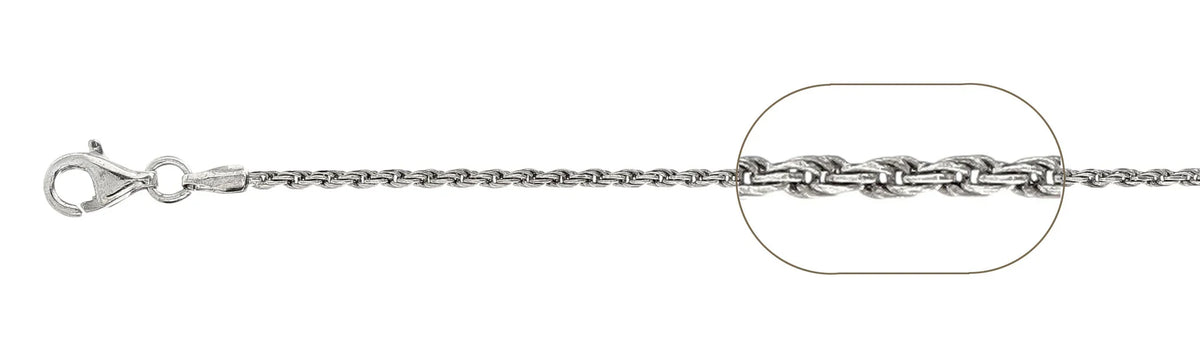 925 Sterling Silver Rope Chain Necklace – 2mm