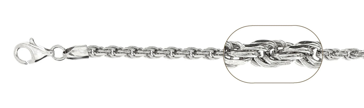 925 Sterling Silver Rope Chain Necklace – 5mm