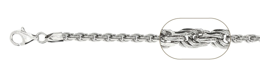 925 Sterling Silver Rope Chain Necklace – 5mm